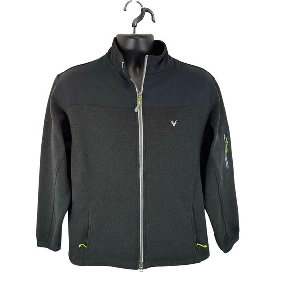 Peter Millar Crown Sport Golf Full Zip Fleece Jacket Black Size Medium Preppy - Picture 1 of 11